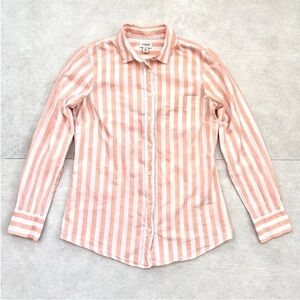 J.Crew Peach White Stripe Button Down Shirt Cotton Blouse XS